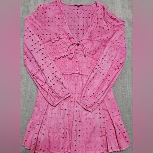 Gianni Bini Katrina Eyelet V-Neck Long Sleeve A-Line Dress